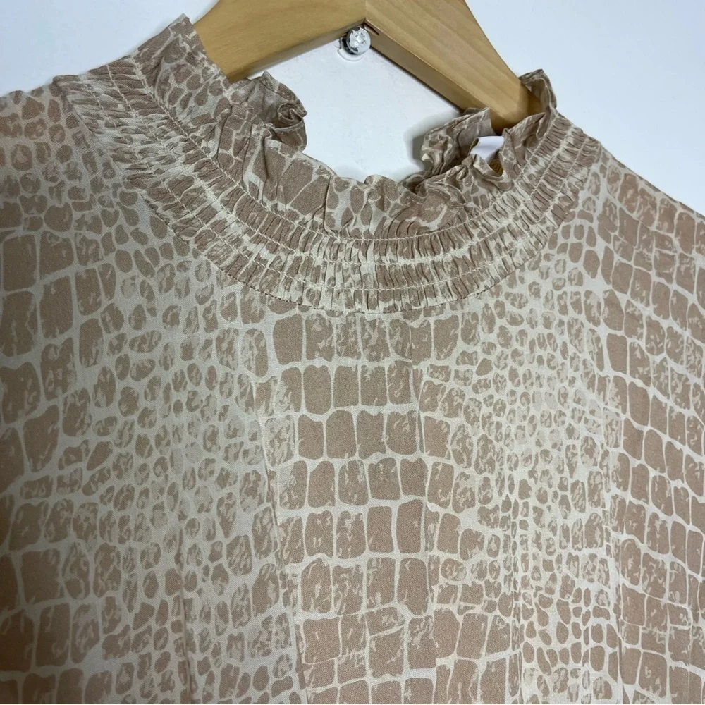 Anna Cate Tan Croc Print Boho Dress Size Large - Picture 3 of 6
